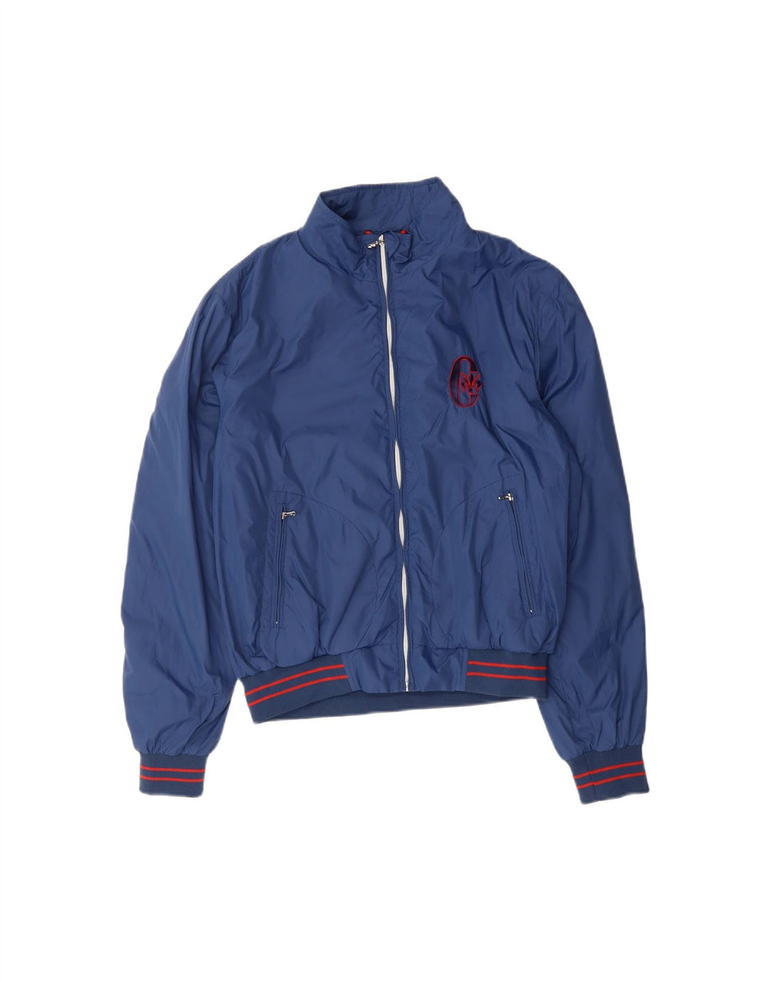 CONTE OF FLORENCE Mens Bomber Jacket UK 36 Small Navy Blue Polyamide