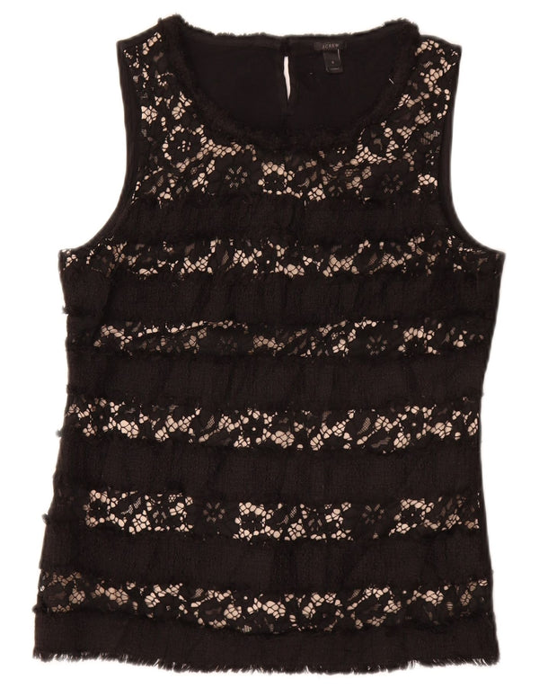 J. CREW Chemisier sans manches pour femme UK 10 Petite viscose florale noire