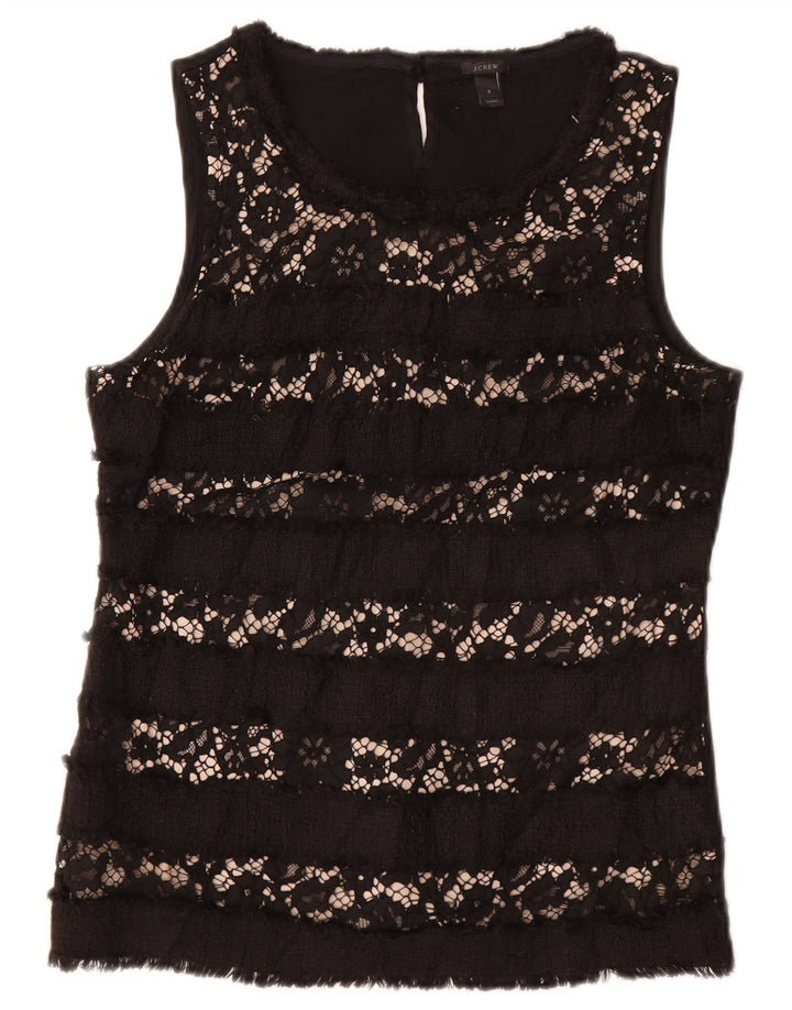 J. CREW Chemisier sans manches pour femme UK 10 Petite viscose florale noire