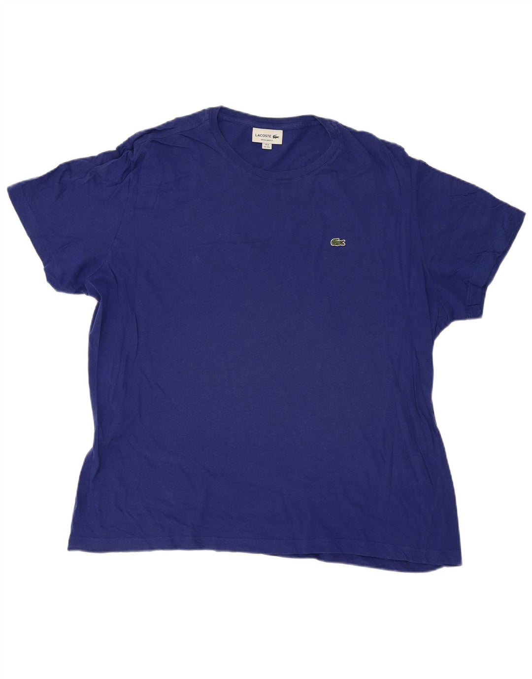 LACOSTE Hommes Regular Fit T-Shirt Top Taille 8 3XL Bleu Coton