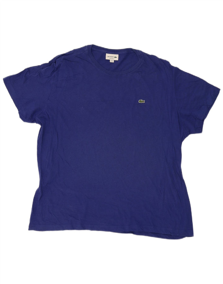 LACOSTE Hommes Regular Fit T-Shirt Top Taille 8 3XL Bleu Coton