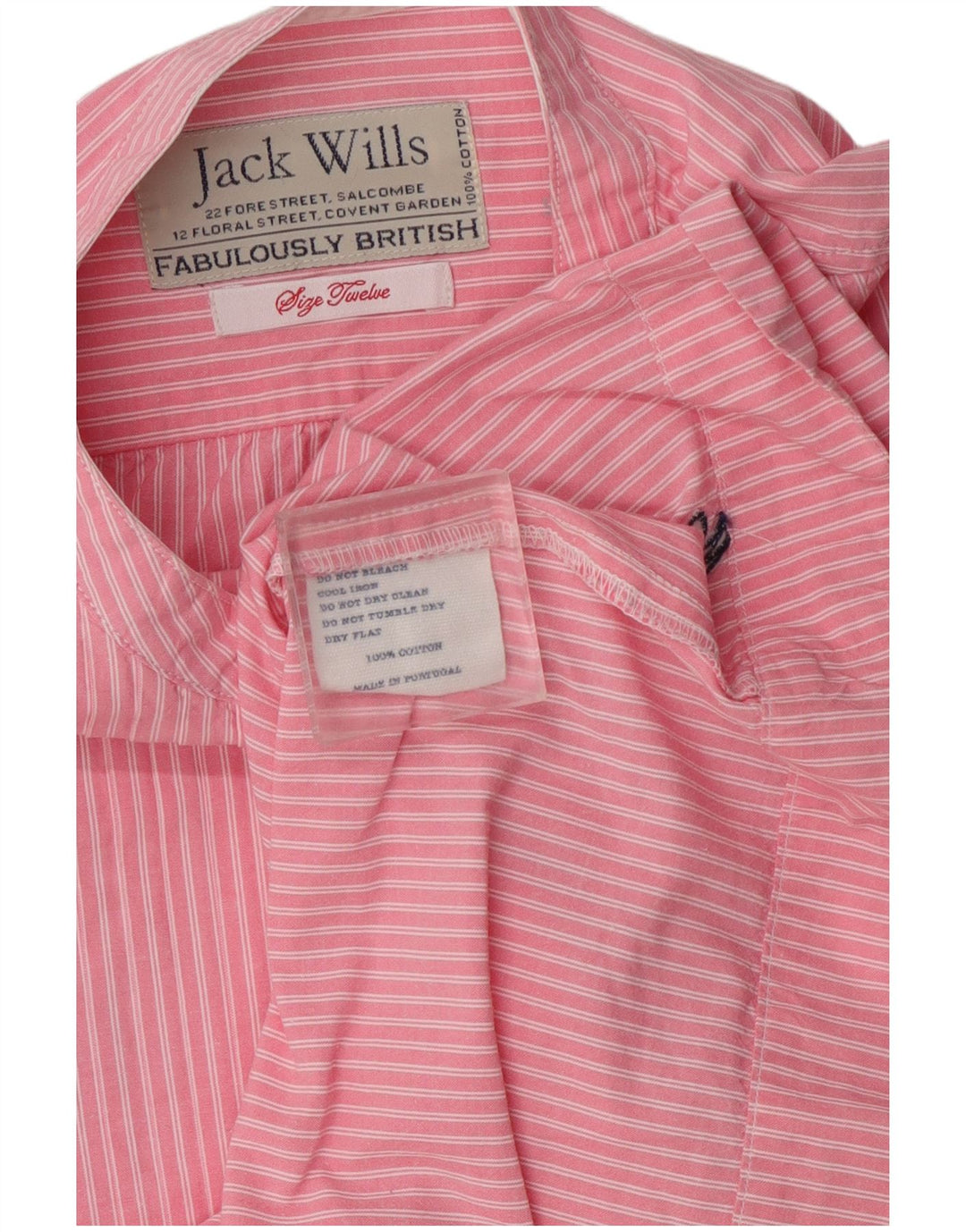 Jack Wills Chemise pull à manches courtes pour femme UK 12 Rose moyen rayé
