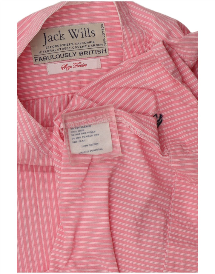 Jack Wills Chemise pull à manches courtes pour femme UK 12 Rose moyen rayé