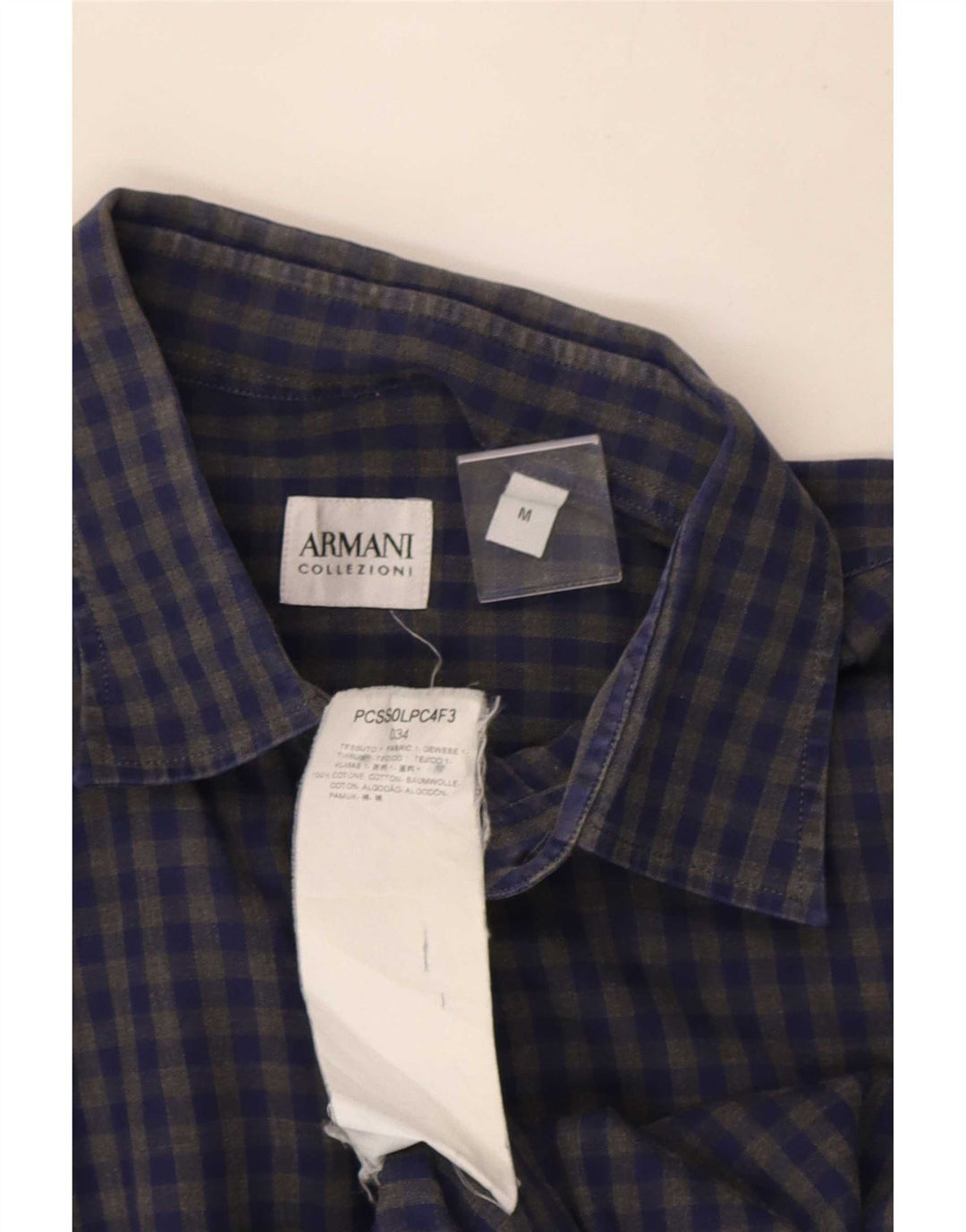 Armani Collezioni Chemise Homme Bleu Moyen Vichy Coton