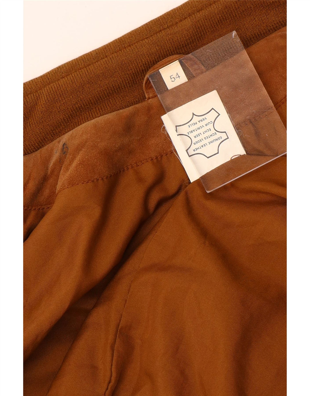 VINTAGE Veste Bomber En Daim Homme IT 54 2XL Cuir Beige