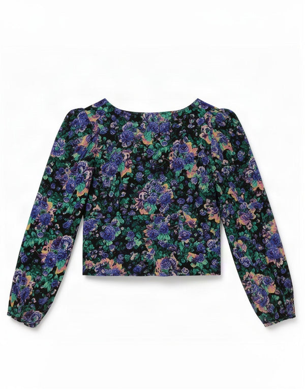 Zara Chemisier court à manches longues pour femme UK 6 XS Multicolore Floral