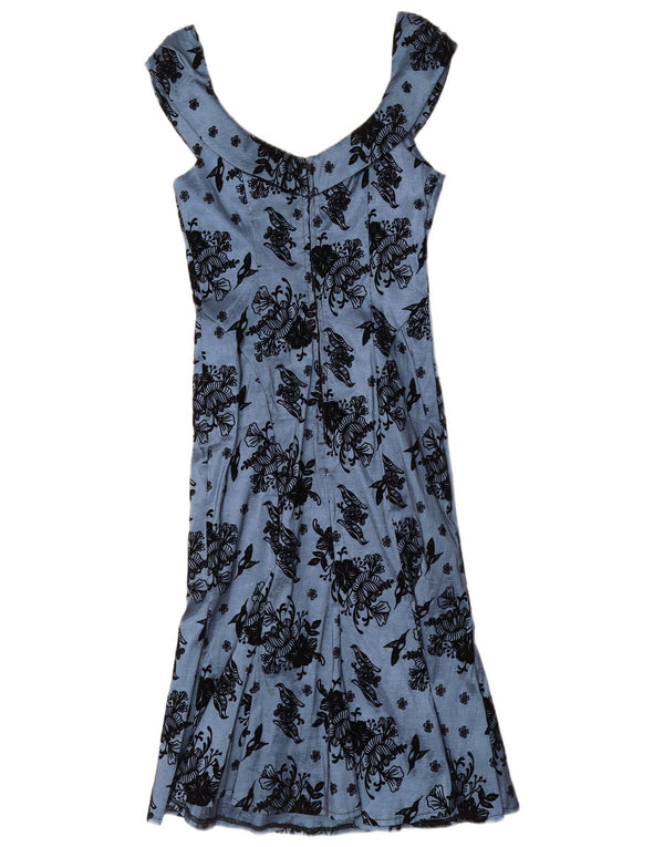 Voodoo Vixen Robe à épaules dénudées pour femme UK 12 Bleu moyen en nylon floral
