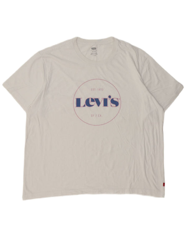 Levi's T-Shirt Graphique Top XL Homme Blanc Coton