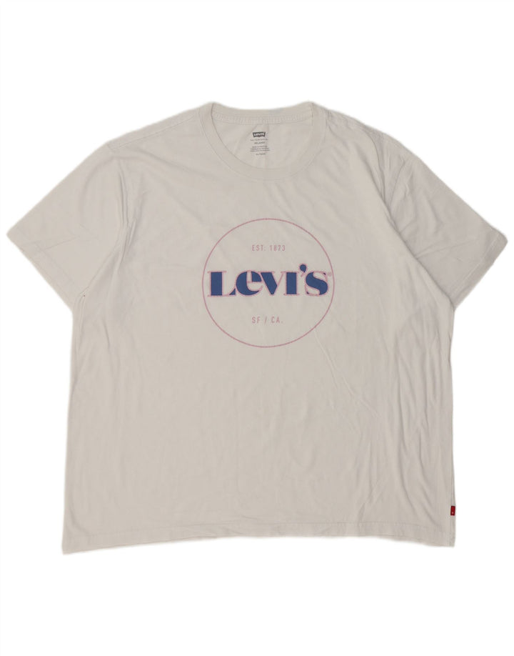Levi's T-Shirt Graphique Top XL Homme Blanc Coton