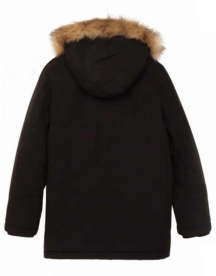 Lyle & Scott Parka à capuche pour garçon 7-8 ans Nylon noir