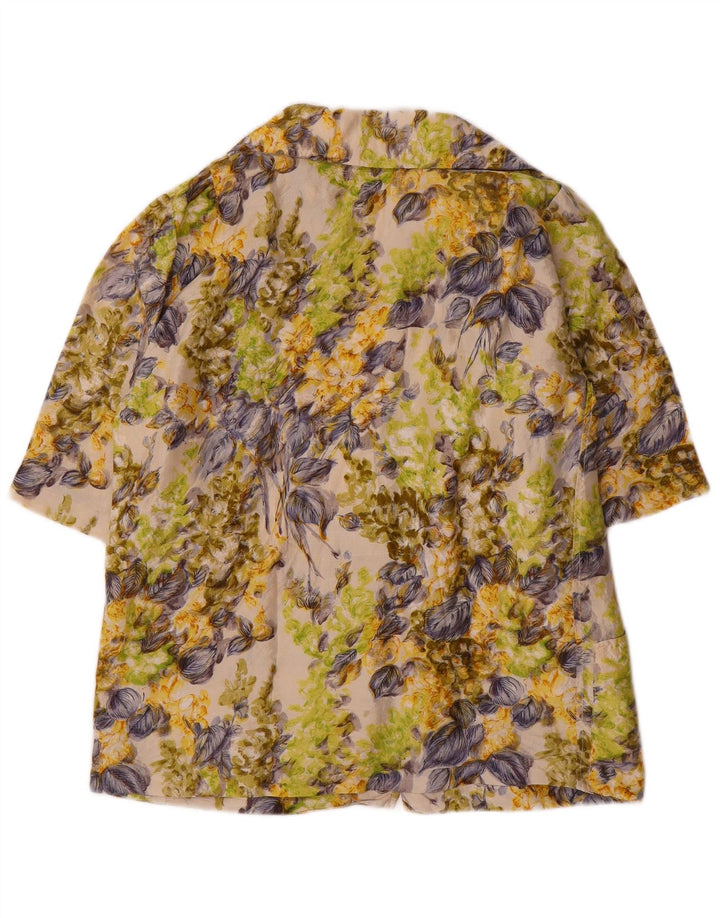 VINTAGE Femme 4 Bouton Blazer Veste UK 16 Grand Floral Multicolore