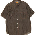 EXPLORER Mens Short Sleeve Denim Shirt Size 14 1/2 Small Grey Cotton Vintage Explorer and Second-Hand Explorer from Messina Hembry 