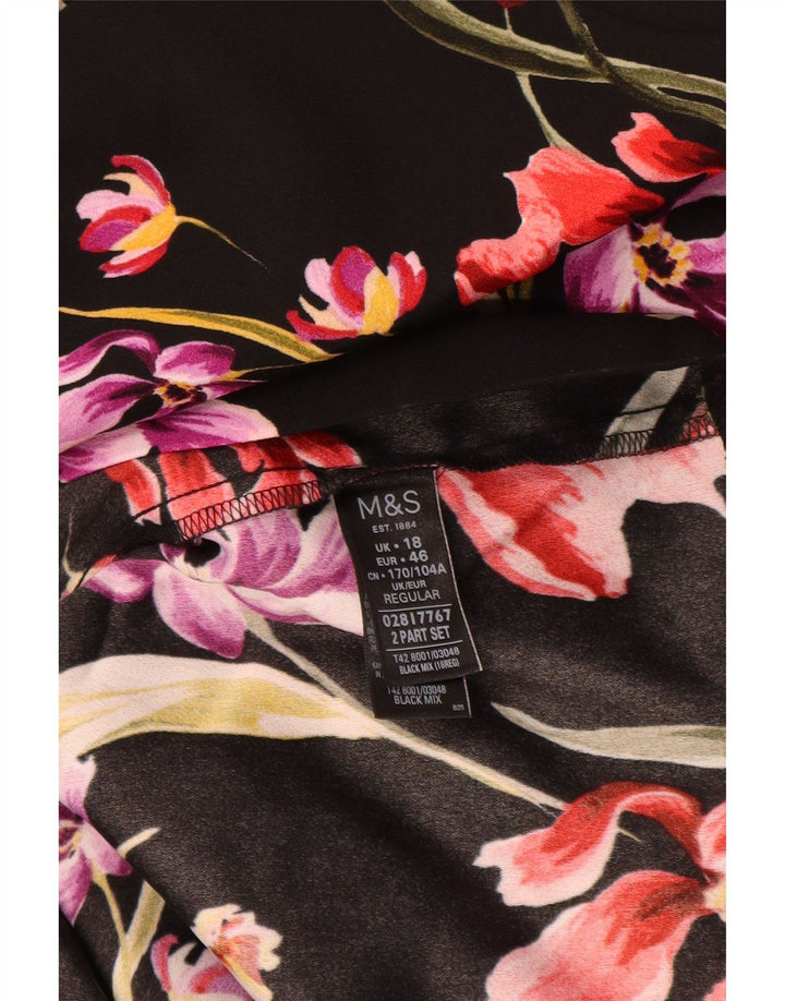 MARKS & SPENCER Robe droite à manches longues pour femme UK 18 XL Noir Floral