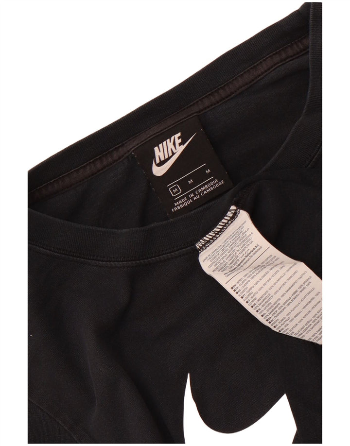 Nike Womens Crop Graphic T-Shirt Top UK 14 Coton Noir Moyen