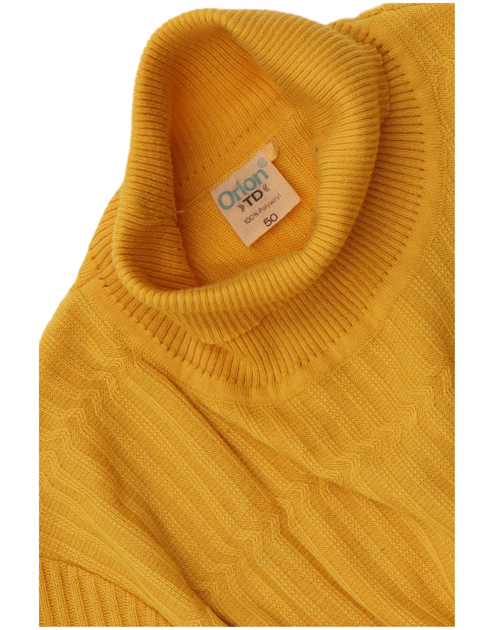 Orlon Pull Col Roulé Homme IT 50 Polyacrylique Jaune Moyen