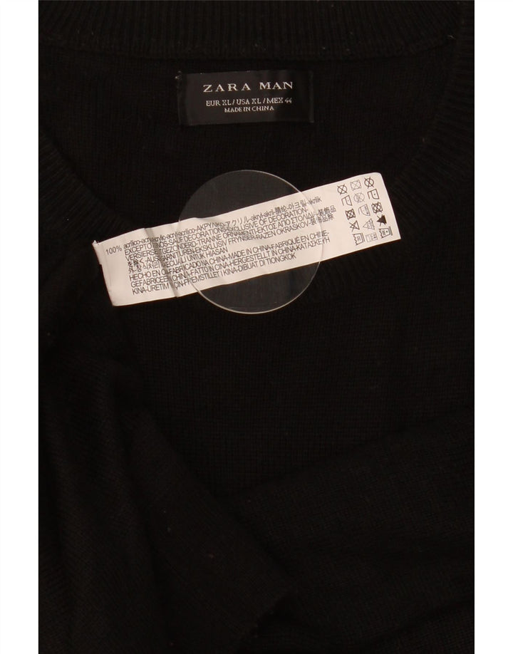 Zara Pull ras du cou pour homme XL Noir Acrylique