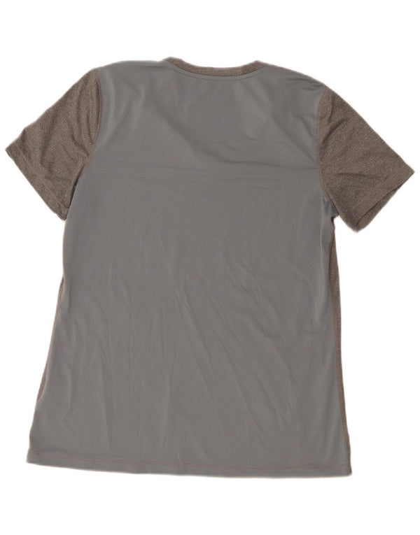 Nike Womens Dri Fit T-Shirt Top UK 14 Large Gris Polyester