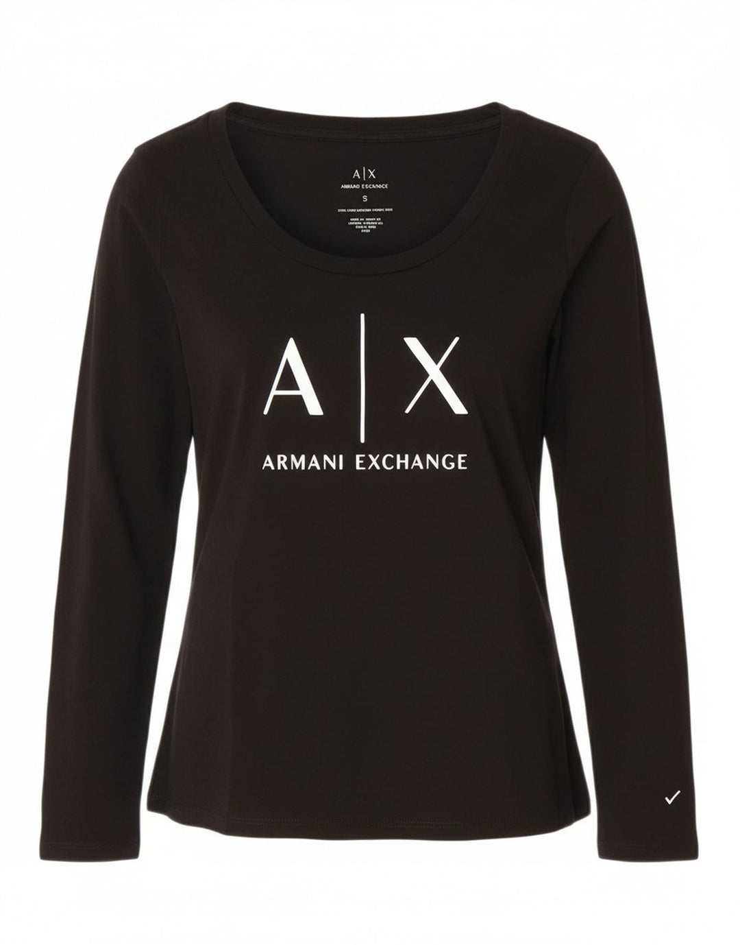 Armani Exchange Haut Graphique Femme UK 8 Petit Logo Noir