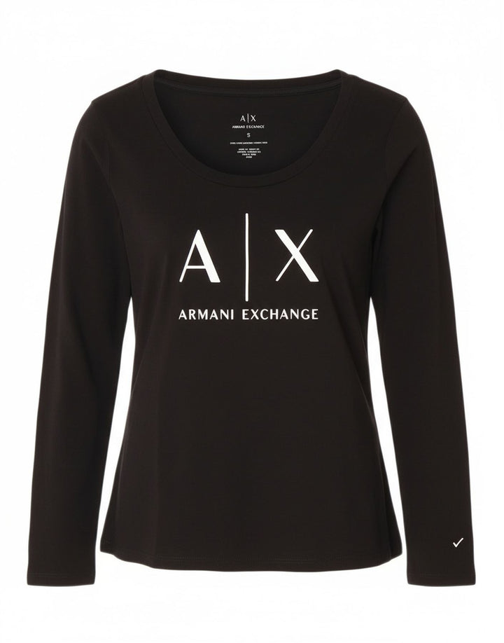 Armani Exchange Haut Graphique Femme UK 8 Petit Logo Noir