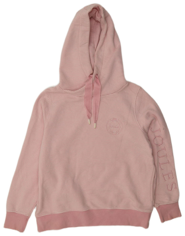 Joules Pull à capuche graphique pour femme UK 14 Grand coton à fines rayures roses