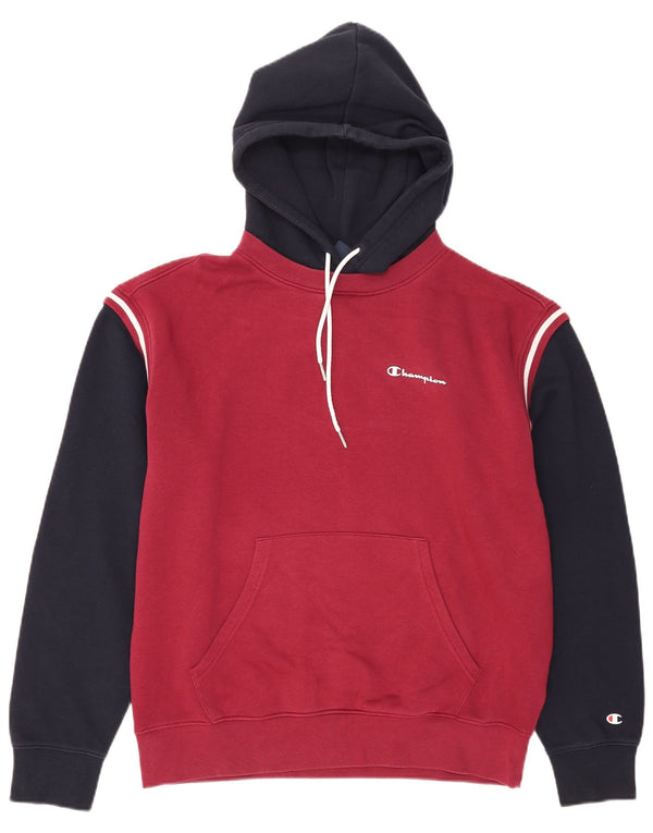 Champion Pull à capuche pour homme en coton color block Large Bordeaux