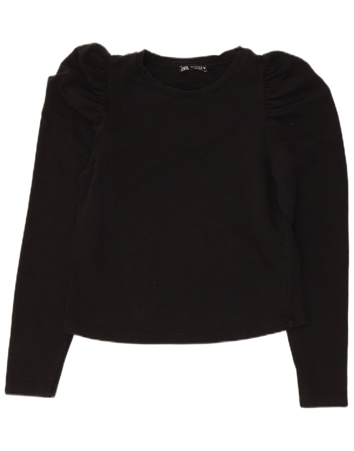 Zara Femme Top Manches Longues UK 8 Small Noir