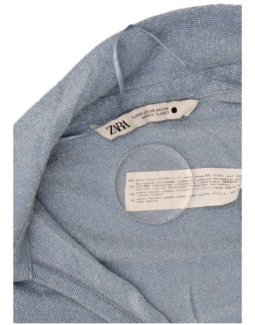 ZARA Femme Chemisier à manches longues Top UK 6 XS Bleu Viscose