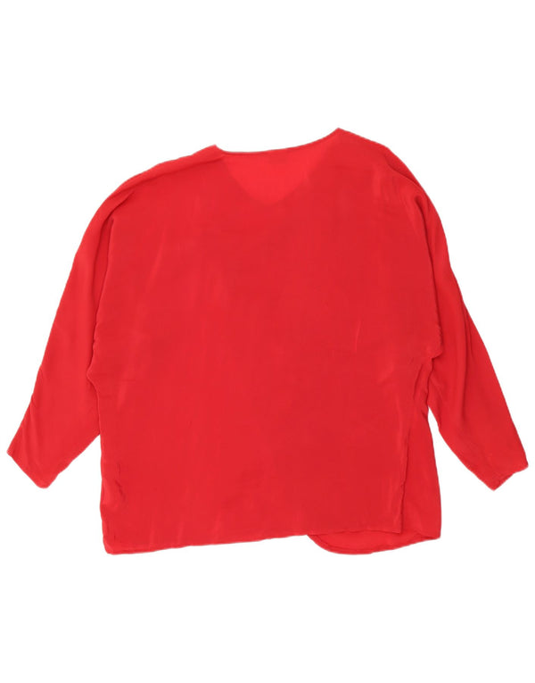 vintage Femme Loose Fit Blouse Top IT 42 Acétate Rouge Moyen