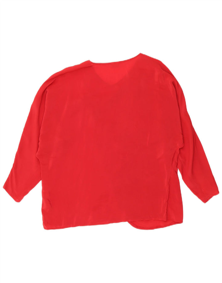 vintage Femme Loose Fit Blouse Top IT 42 Acétate Rouge Moyen
