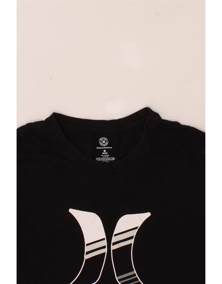 HURLEY Mens Graphic T-Shirt Top Medium Black Cotton Vintage Hurley and Second-Hand Hurley from Messina Hembry 