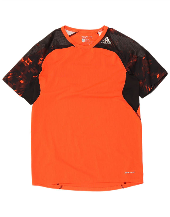 Adidas Hommes Tech Fit T-Shirt Haut Petit Orange Colorblock Polyester