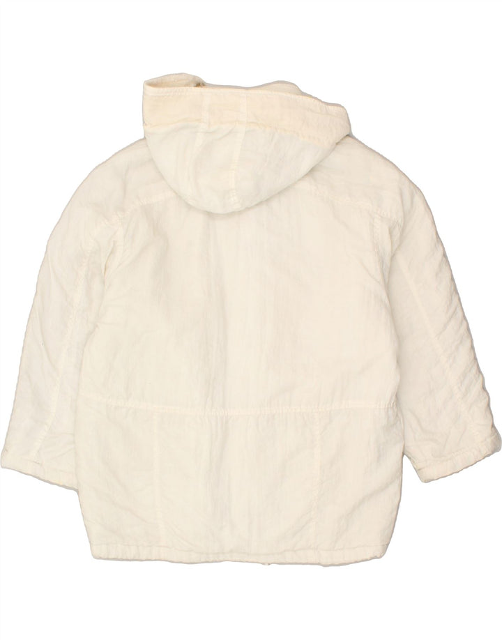 VINTAGE Veste coupe-vent à capuche femme UK 14 Medium White Polyamide