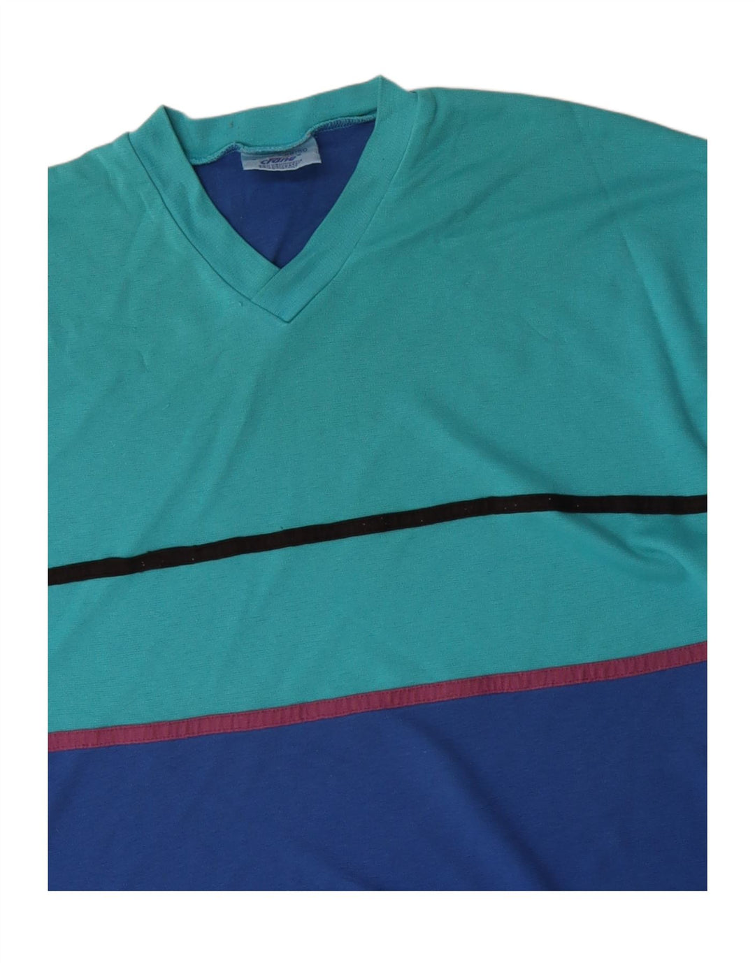 Crane Haut Homme Manches Longues IT 48/50 Bleu Moyen Colourblock Coton
