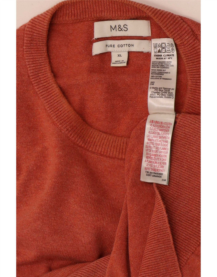 Marks & Spencer Pull à col rond pour homme XL Orange Coton