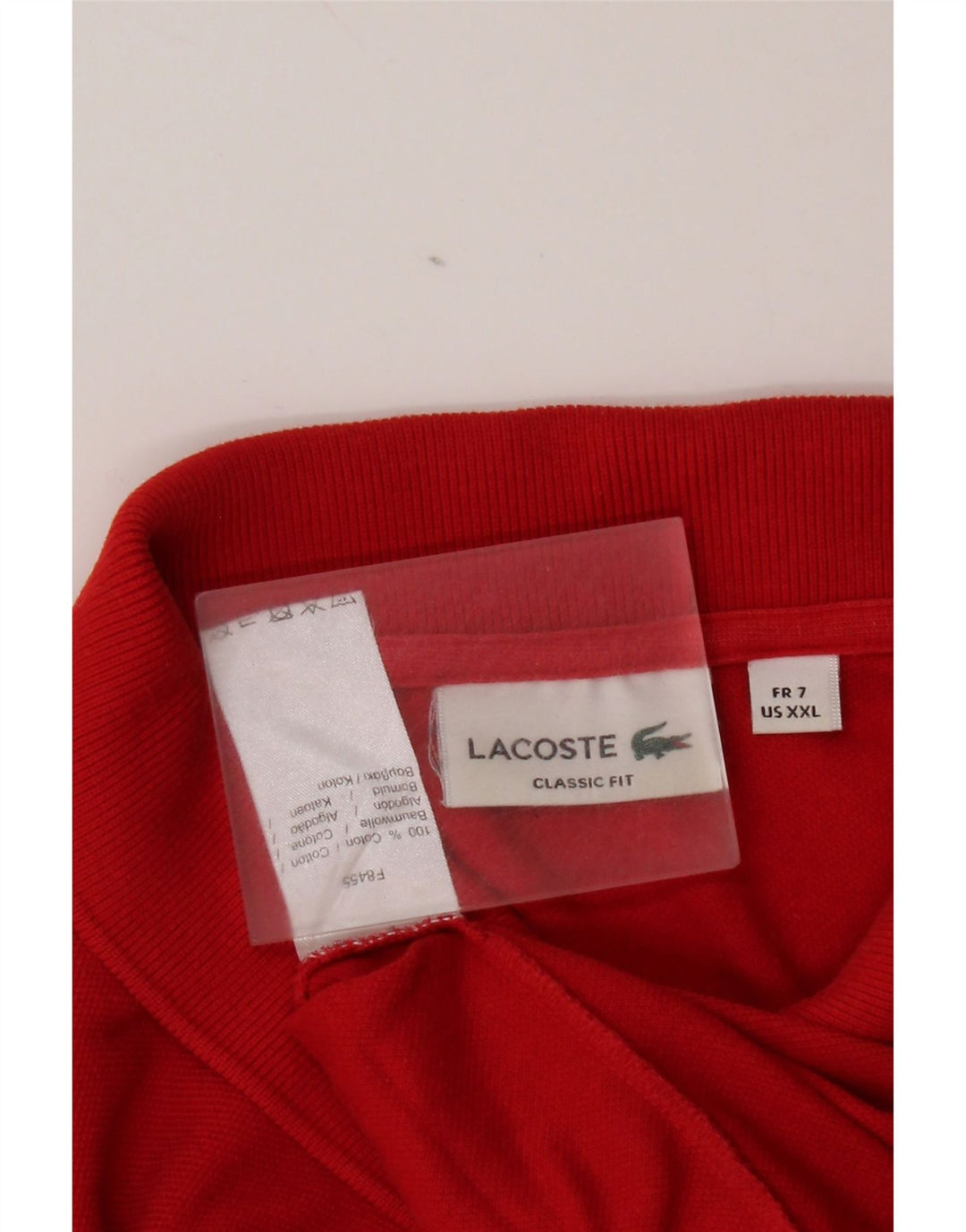 Lacoste Polo coupe classique pour homme Taille 7 2XL Coton rouge