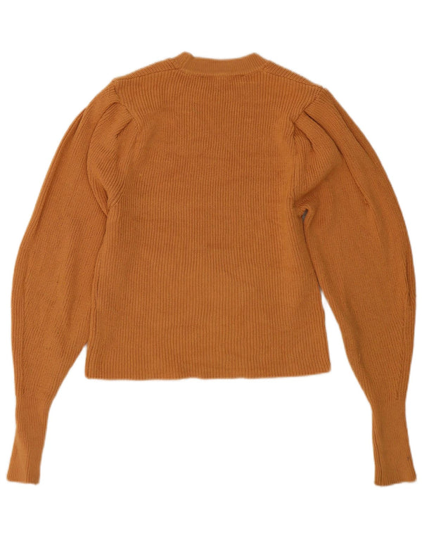 Zara Pull court à col rond pour femme UK 10 Small Marron Viscose