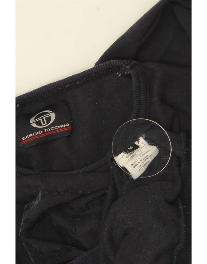 Sergio Tacchini Haut court graphique à manches longues pour femme UK 12 Bleu marine moyen