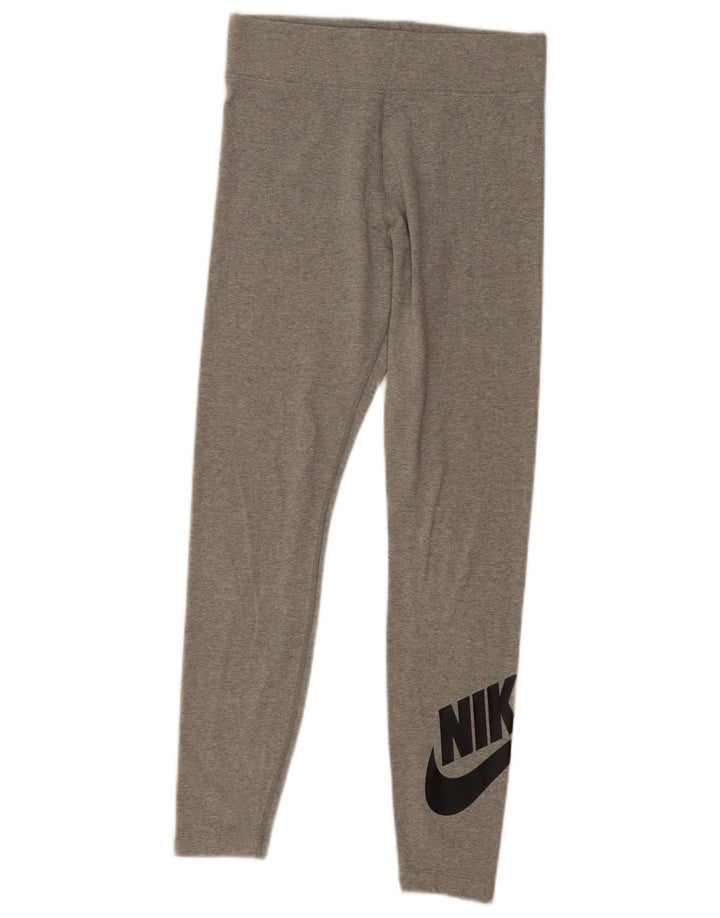 Nike Leggings Femme UK 12 Coton Gris Moyen
