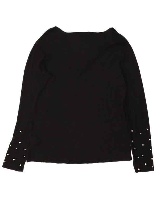 Zara Pull col V pour femme UK 18 XL Viscose à pois noir