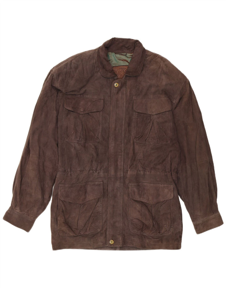 Veste coupe-vent en daim vintage pour homme UK 42 XL Cuir marron