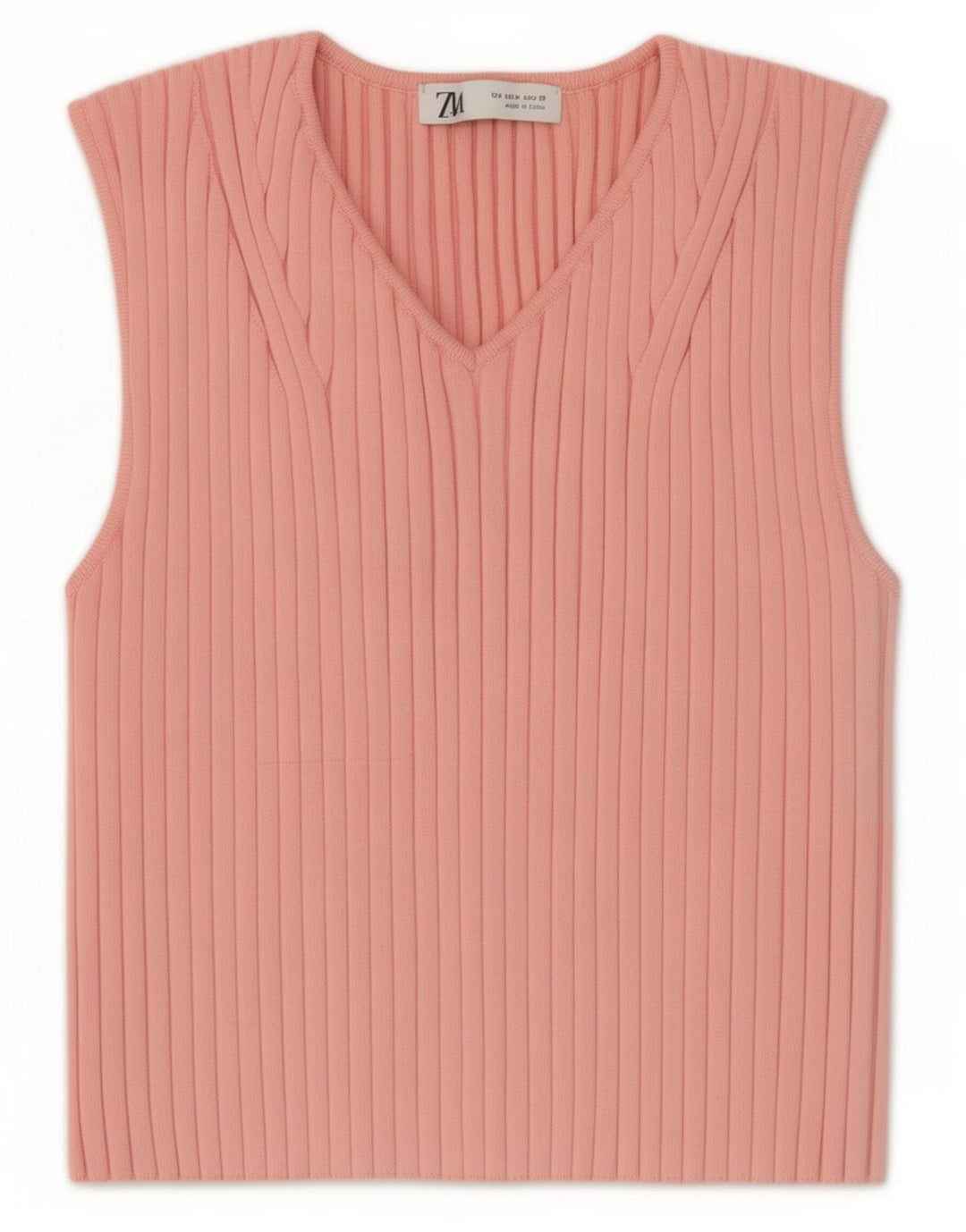 Zara Womens Crop Vest Top UK 12 Polyester Rose Moyen