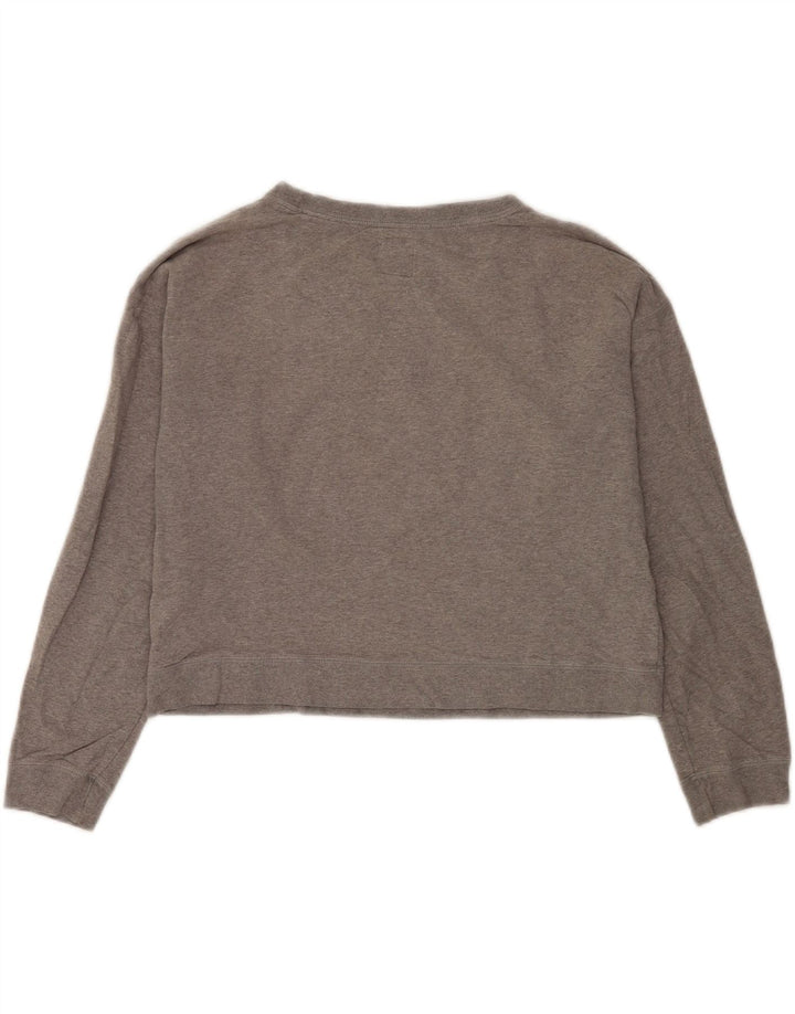 Jack Wills Sweat-shirt court graphique pour femme UK 12 Gris moyen Coton