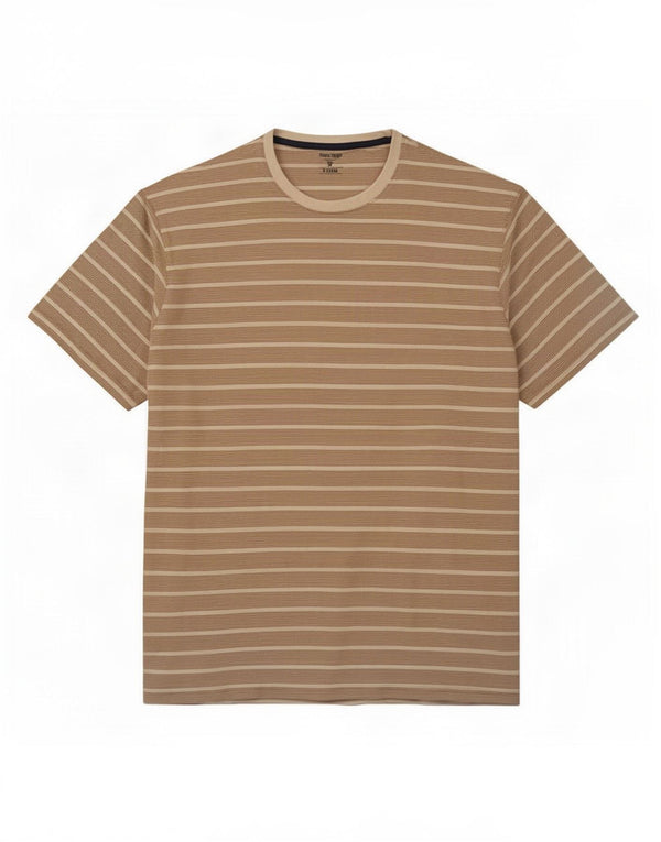 James Pringle T-Shirt Homme Top XL Coton Rayé Beige