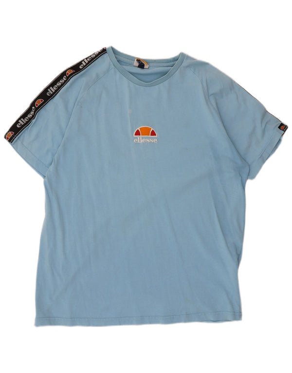 Ellesse Homme T-Shirt Graphique Haut Large Bleu Colorblock Coton