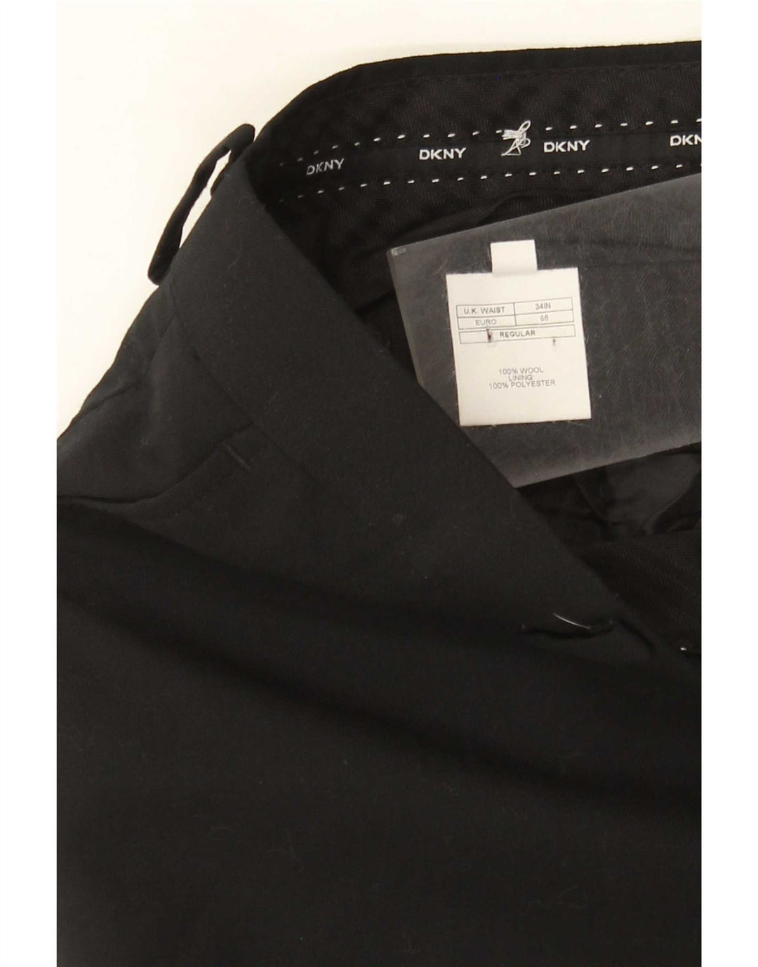 Dkny Pantalon décontracté régulier pour homme W34 L31 Laine noire