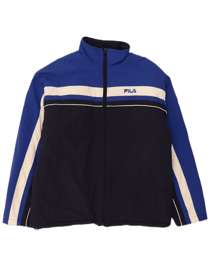 Fila Veste coupe-vent pour homme UK 40 Large Bleu marine Colourblock Polyamide