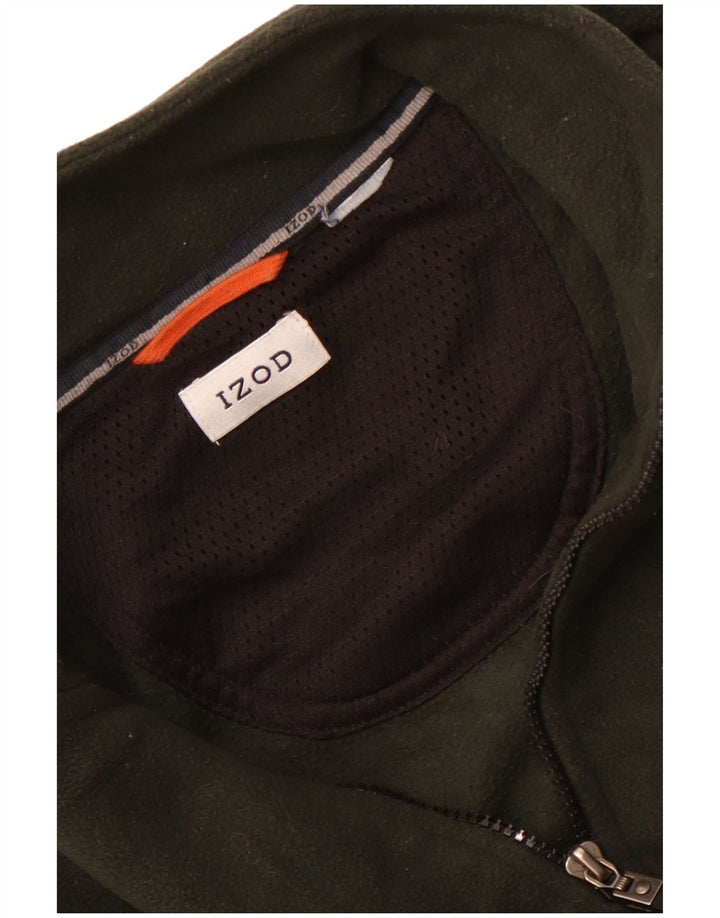 IZOD Pull Polaire à Col Zippé pour Homme Kaki Colorblock