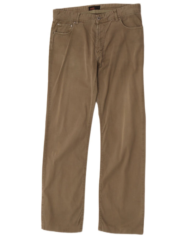 Zara Pantalon décontracté droit pour homme EU 42 Large W32 L32 Kaki Coton