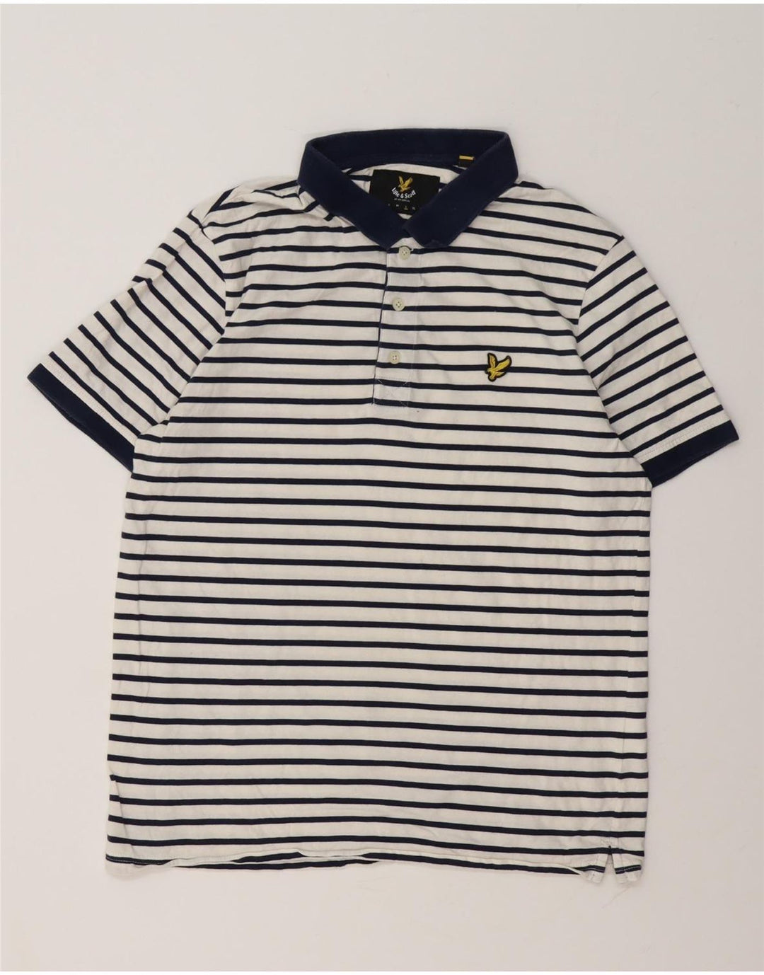 Lyle & Scott Polo Homme Large Blanc Rayé Coton
