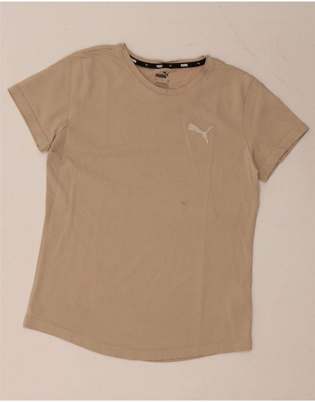 PUMA T-Shirt Femme UK 10 Petit Beige Coton